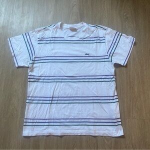 Obey Men's White Striped T-Shirt